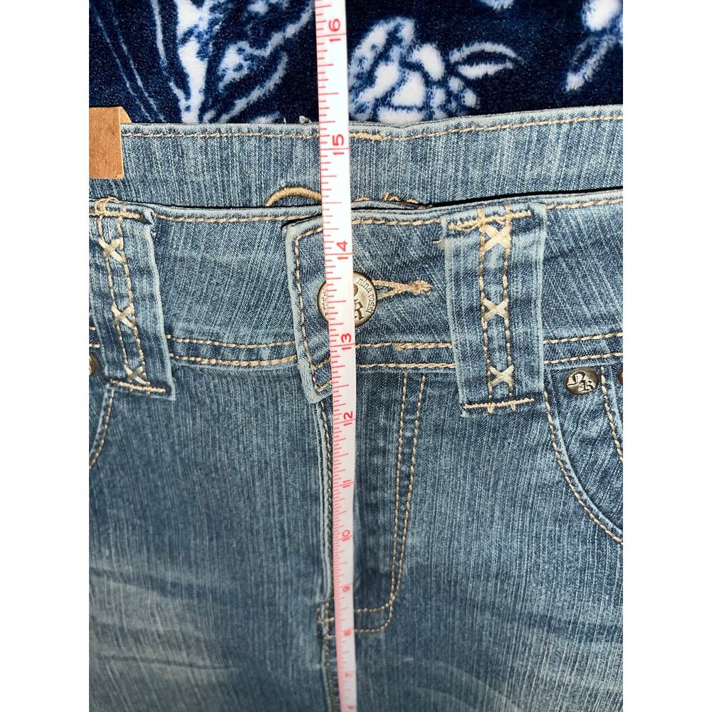 NWT! Nina Rossi Distressed Embellished Jean Mini Skirt - Picture 5 of 7